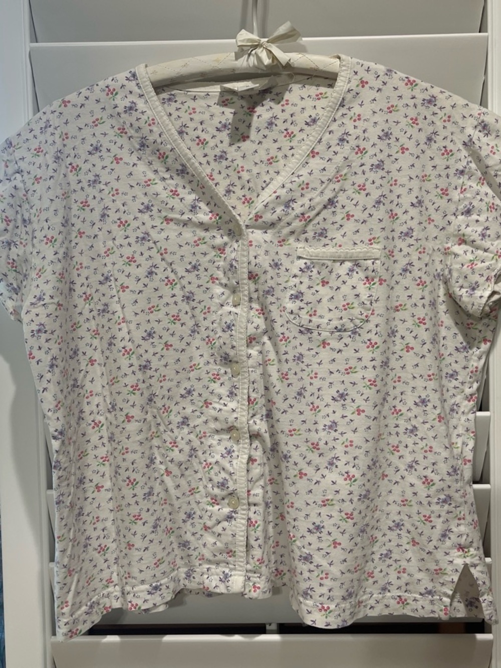 Midnight by Carole Hochman White Floral Button-Front Top with Pastel Accents